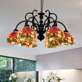 Victorian Cut Glass Chandelier Pendant Light - Elegant 6-Head Black Ceiling Lamp for Living Room - This exquisite Cut Glass Floral Chandelier Pendant Light is a Victorian-style ceiling suspension lamp that offers a beautiful touch to any living room